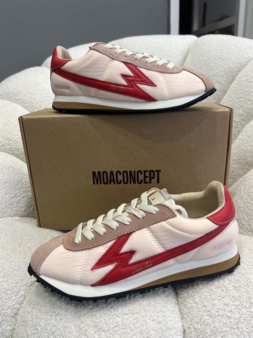sneakers pink red tela camoscio e pelle moa