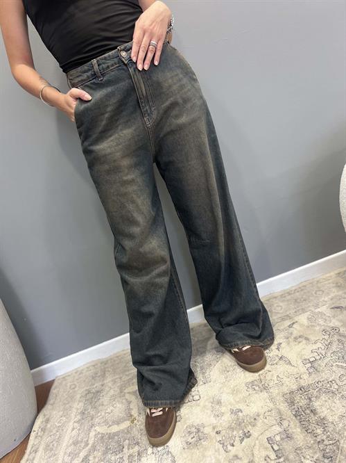 Jeans palazzo con tacsa america davanti lavaggio the