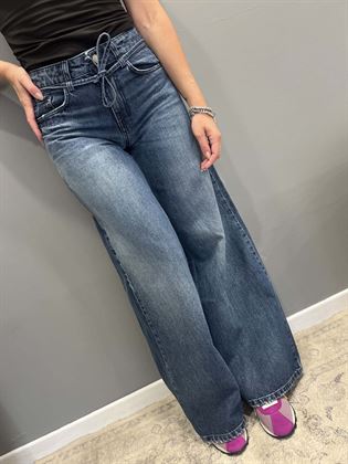 Jeans modello palazzo blue medio  con cinturino