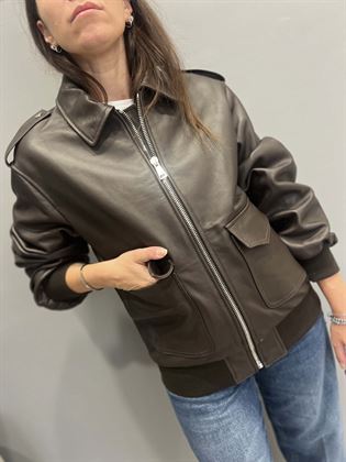 giubbotto bomber vera pelle polsini testa di moro