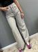 Jeans modello giusy grigio chiaro con applicazioni strass