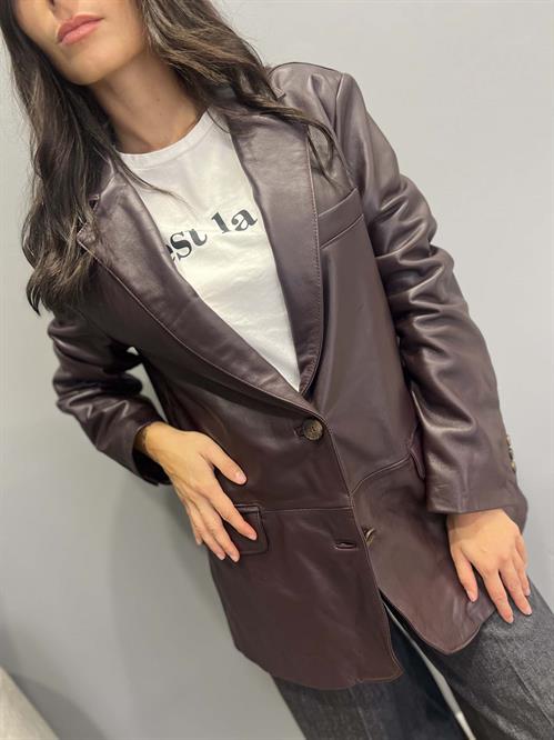giacca vera pelle burgundy