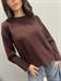Maglia scollo rotolino marrone cacao manica 3/4 scatoletta in viscosa