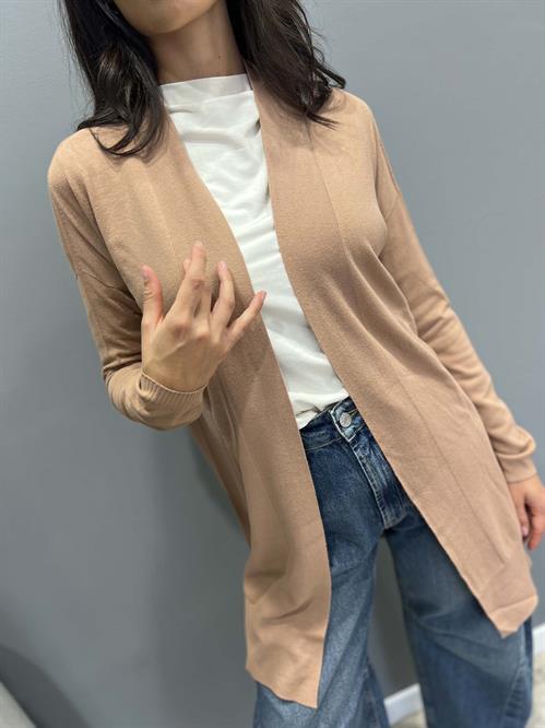 cardigan aperto cammello in viscosa