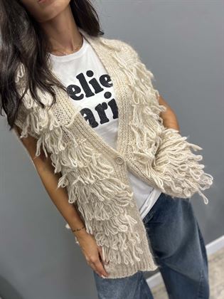 Maglia gilet con bottoni burro punto pannocchia