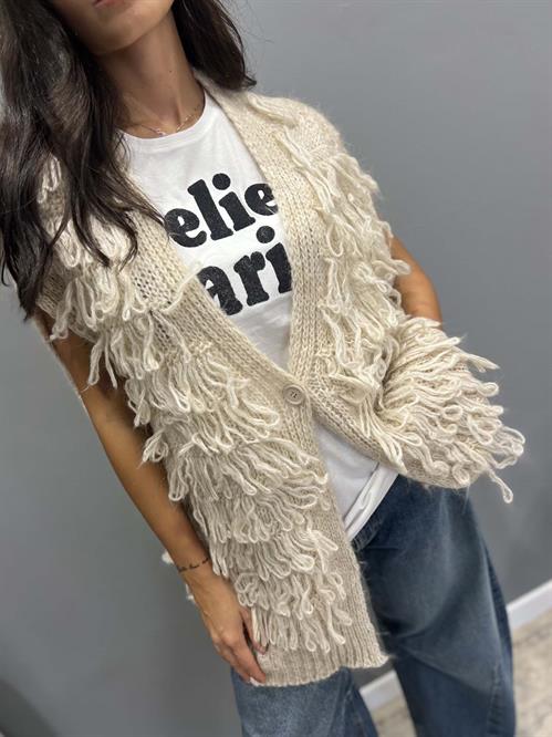 Maglia gilet con bottoni burro punto pannocchia