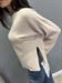Maglia panna costine girocollo con spacchi