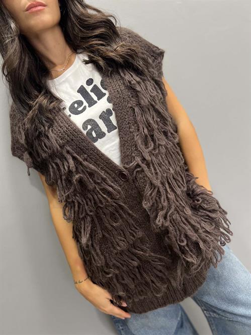 maglia gilet punto pannopannocchia marrone cacao