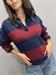 Maglia polo rigata burgundy blu viscosa