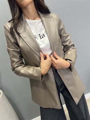 blazer ecopelle grigio con bottone