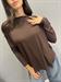  t shirt manica lunga marrone cacao morbida scollo barca