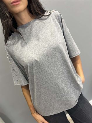  T-Shirt grigia melange cabojon mezzac manica