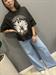  T-Shirt girocollo nero asfalto stampa rock e roll