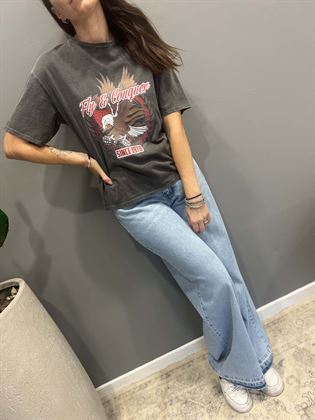  T-Shirt grigia stampa aquila fly