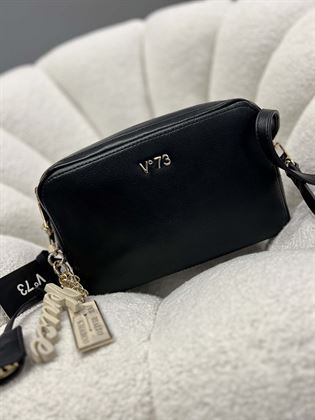 Borsa nera con tracolla doppia cerniera