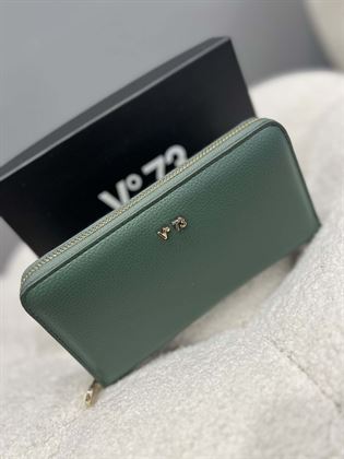  Portafoglio rettangolare verde con cerniera oro