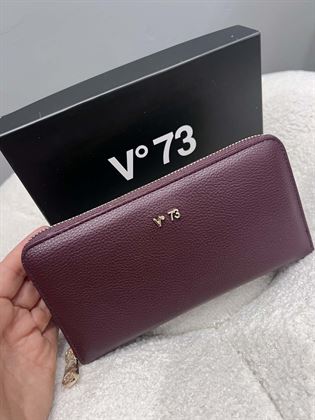  Portafoglio rettangolare burgundy con cerniera oro