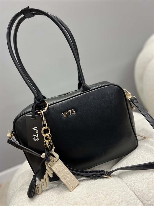 Borsa a mano rettangolare colore nera con manico con tracolla
