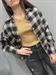 Camicia check quadri nera grigia beige