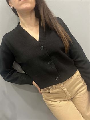 cardigan nero con bottoni morbido