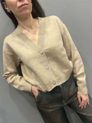 cardigan bottoni beige visone morbido viscosa