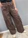 Pantalone cargo marrone cacao dritto con elastico in vita