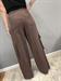 Pantalone cargo marrone cacao dritto con elastico in vita