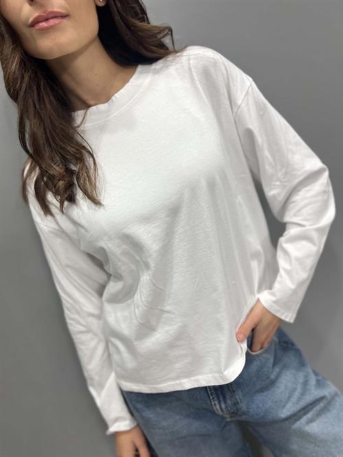 T-Shirt bianca girocollo manica lunga
