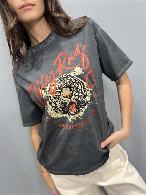  T-Shirt grigia DELAVE CON STAMPA TIGRE