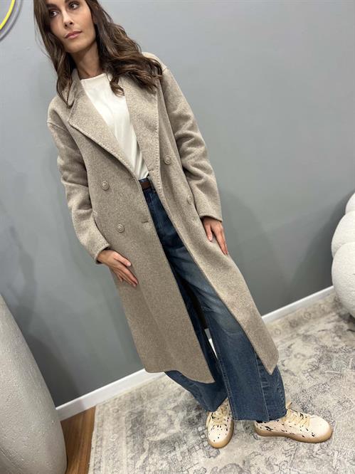 cappotto doppiopetto beige visone handmade lana