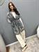 cardigan gilet frange grigio con cintura