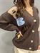 cardigan costine marrone con orsetti e ricami
