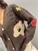 cardigan costine marrone con orsetti e ricami
