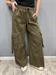 Pantalone verde military dritto con tasche ed elastico in vita