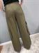Pantalone verde military dritto con tasche ed elastico in vita
