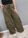Pantalone verde military dritto con tasche ed elastico in vita