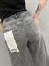 Jeans orissa grigio delave con orlo sfrangiato ed elastico in vita