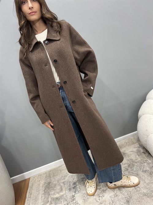 cappotto loden marrone handmade cachemire e lana con colletto