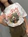  T-Shirt bianca stampa tigre motorcycle