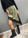 gonna satin assimetrica verde military pizzo nero