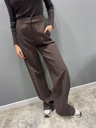 Pantalone palazzo marrone cacao con elastico dietro in vita