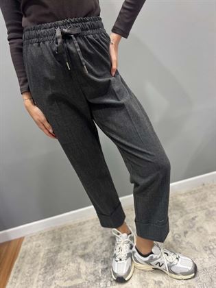 Pantalone grigio antracite con elastico in vita
