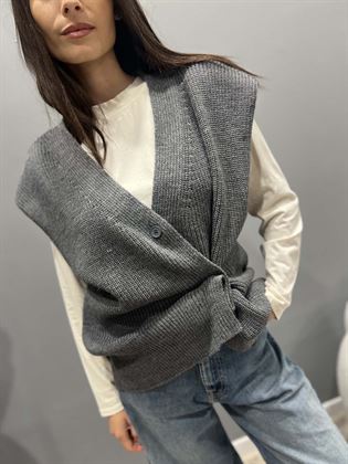gilet maglia grigio punto pannocchia con bottoni
