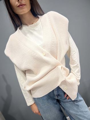 Maglia gilet punto pannocchia panna con bottoni