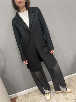 Cappotto monopetto tre bottoni nero lana