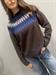 Maglia jacquard blu grigio marrone girocollo