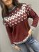 Maglia girocollo juacquard burgundy e grigia