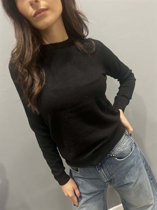 Maglia girocollo basic nera viscosa