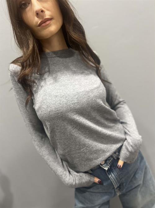 maglia girocollo grigia basic in viscosa