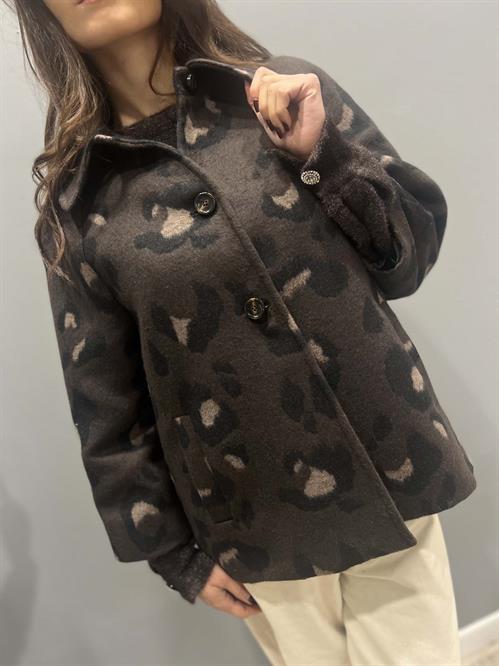 cappotto marrone stampa animalier